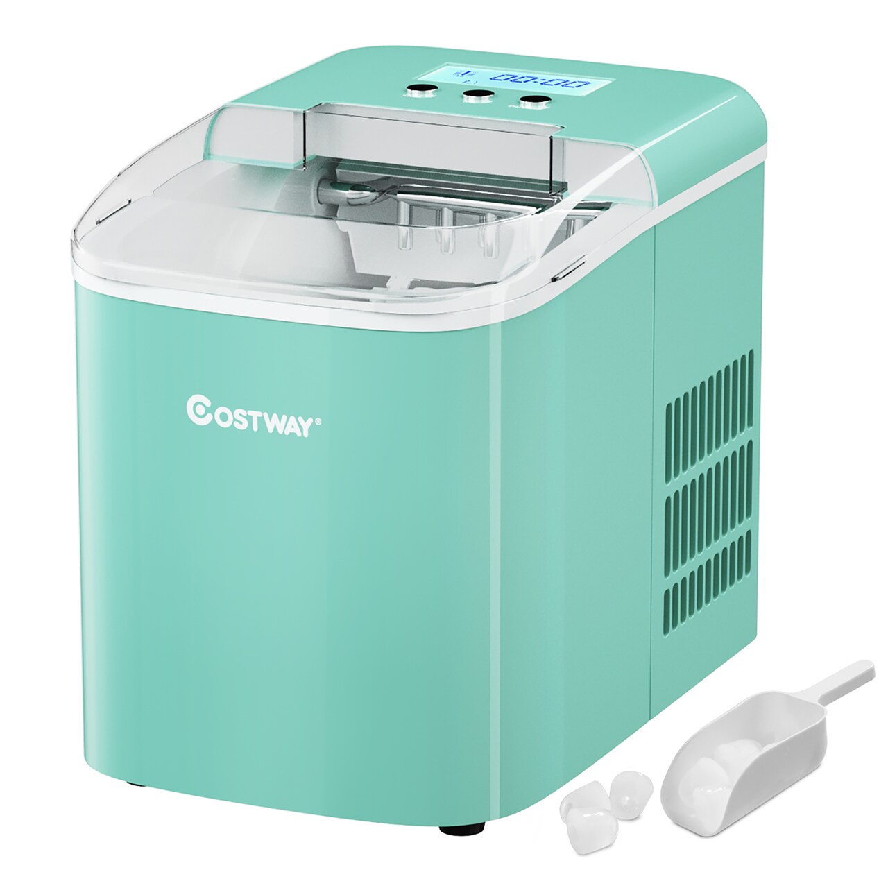 Costway Portable Ice Maker Machine Countertop 26LBS/24H LCD Display w/ Ice Scoop Red\Black\Green\Silver